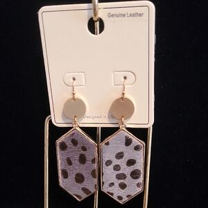 Genuine Leather Leopard Print Earrings